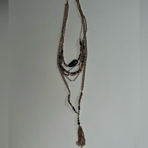 Elegant Multi-Layered Gold and Black Necklace